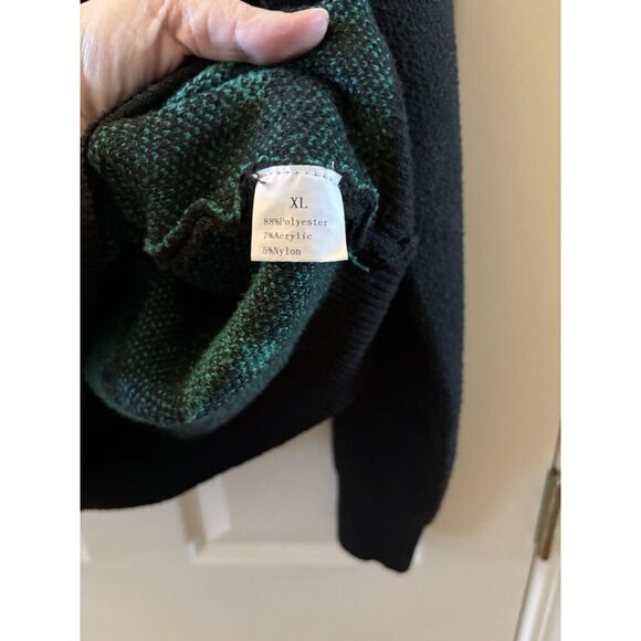 HOLIDAY TIME Soft Sweater Womens Xl Black Green Knit Sequin Trees Ugly Christmas - Picture 7 of 7